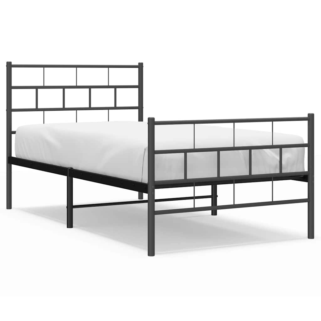 Metal Bed Frame Black Powder-Coated Steel Twin Metal Bed Frame