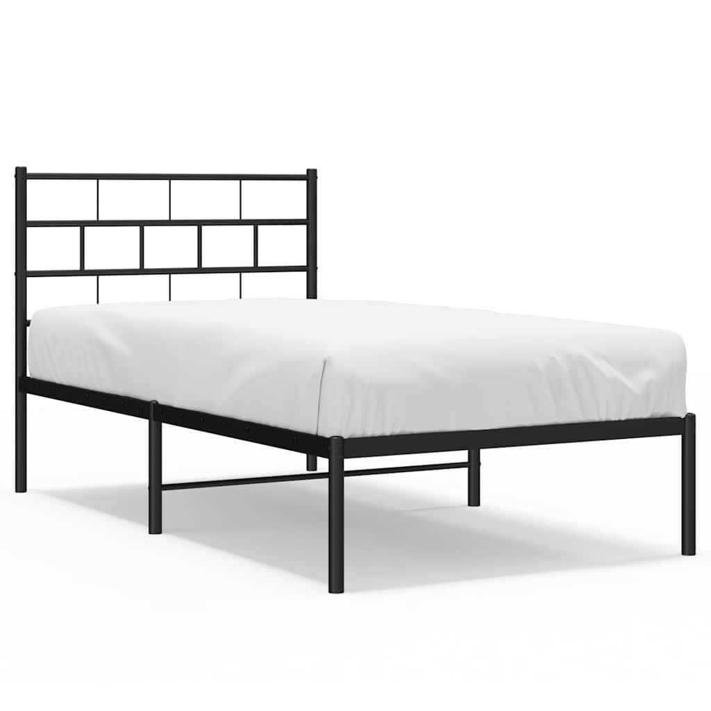 Metal Bed Frame Black Steel 39.4 x 74.8 in Metal Bed Frame