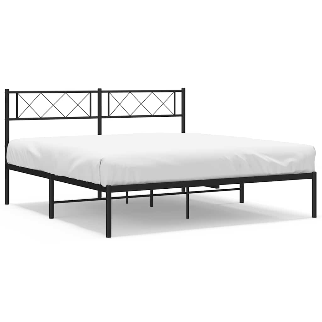 Metal Bed Frame Black Steel 53 x 74.8 in Metal Bed Frame