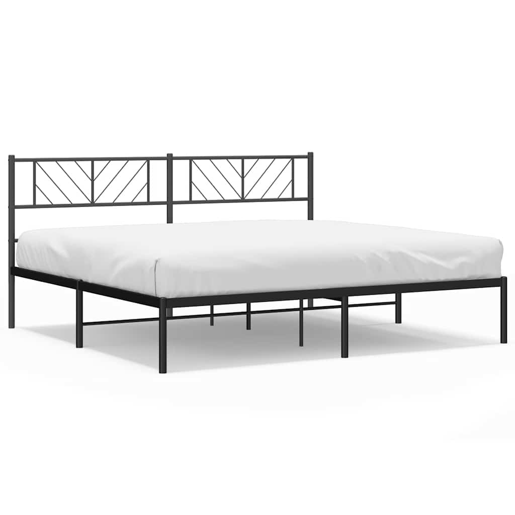Metal Bed Frame Black Steel 76 x 80 in Metal Bed Frame