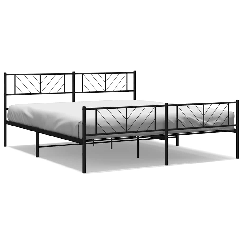 Metal Bed Frame Black Steel 76 x 80 in Modern Metal Bed Frame