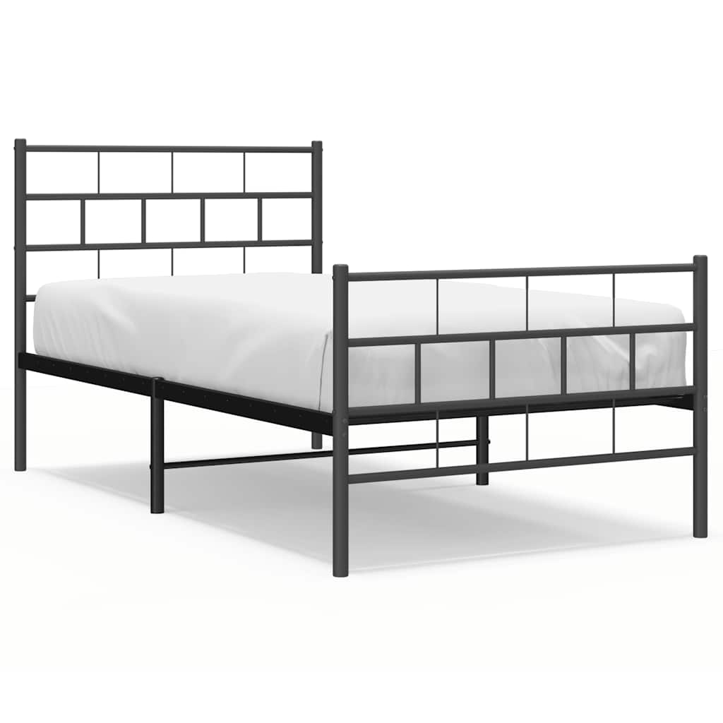 Metal Bed Frame Black Steel Single Stylish Bedroom Furniture
