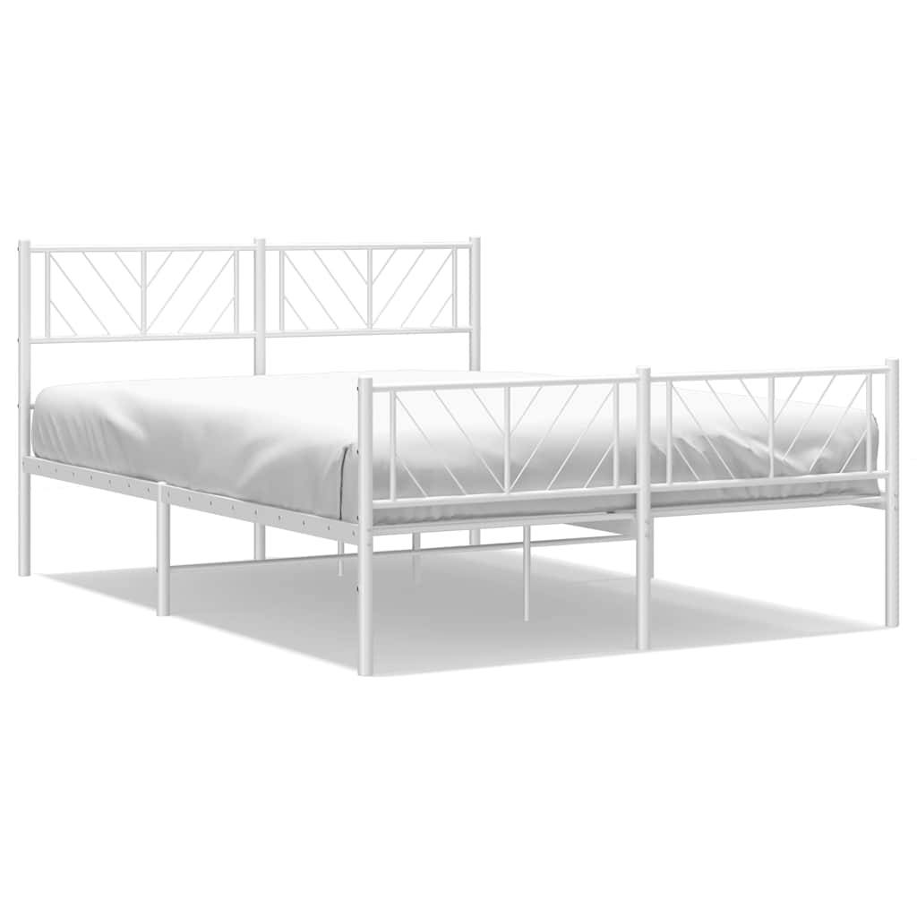 Metal Bed Frame White Powder-Coated Steel 53.1 x 74.8 in