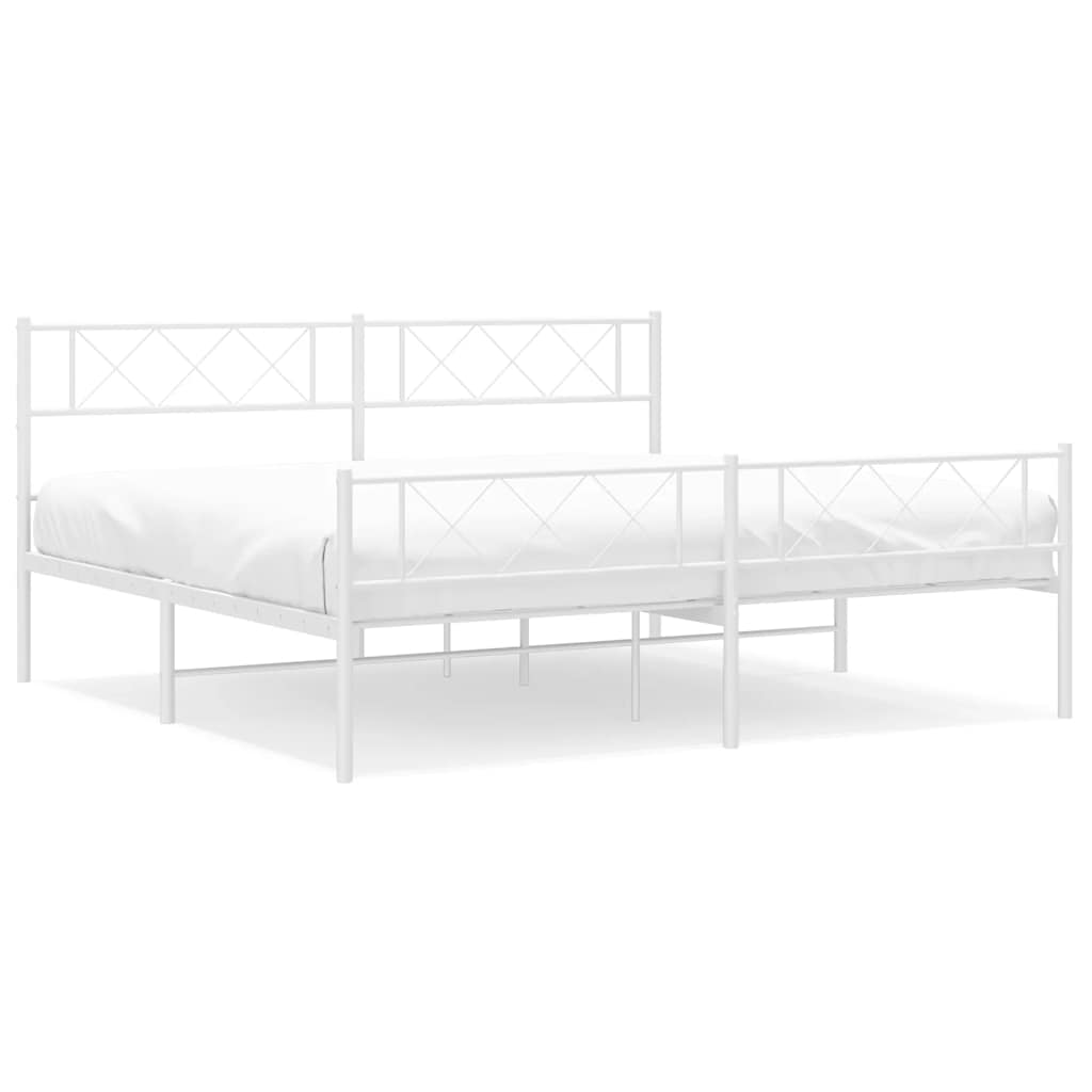 Metal Bed Frame White Powder-coated steel 72 x 84 in Bed Frame
