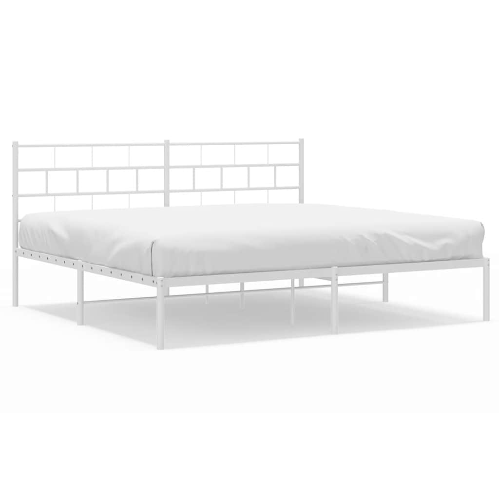 Metal Bed Frame White Powder-coated steel Double Metal Bed Frame