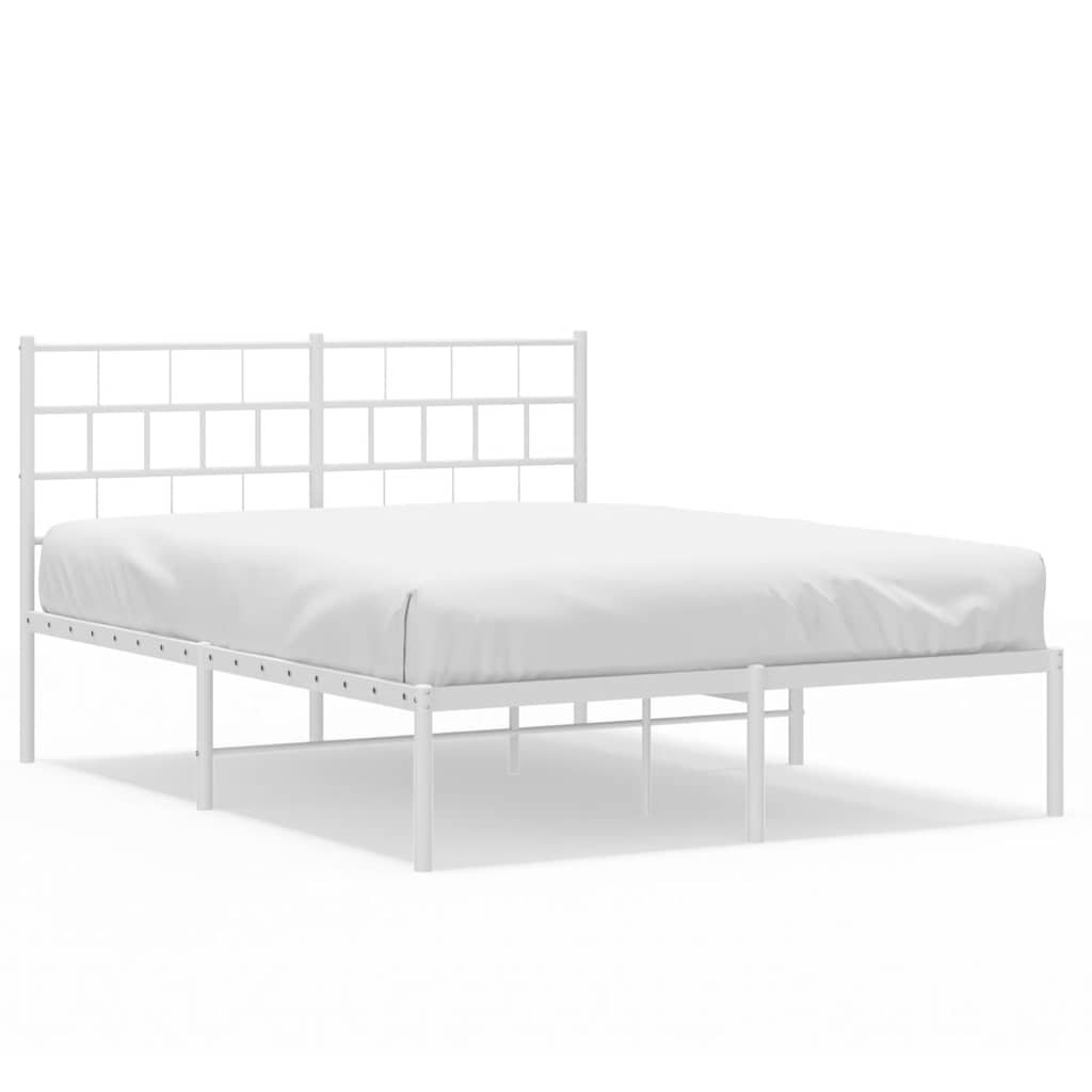 Metal Bed Frame White Powder-coated steel King Size