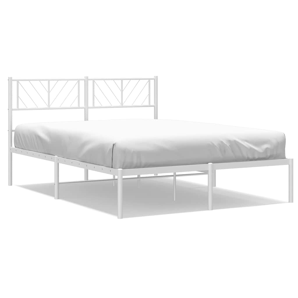 Metal Bed Frame White Powder-Coated Steel King Size