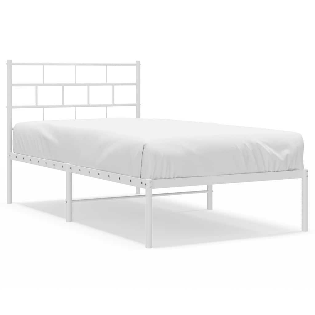 Metal Bed Frame White Powder-coated steel Twin Metal Bed Frame