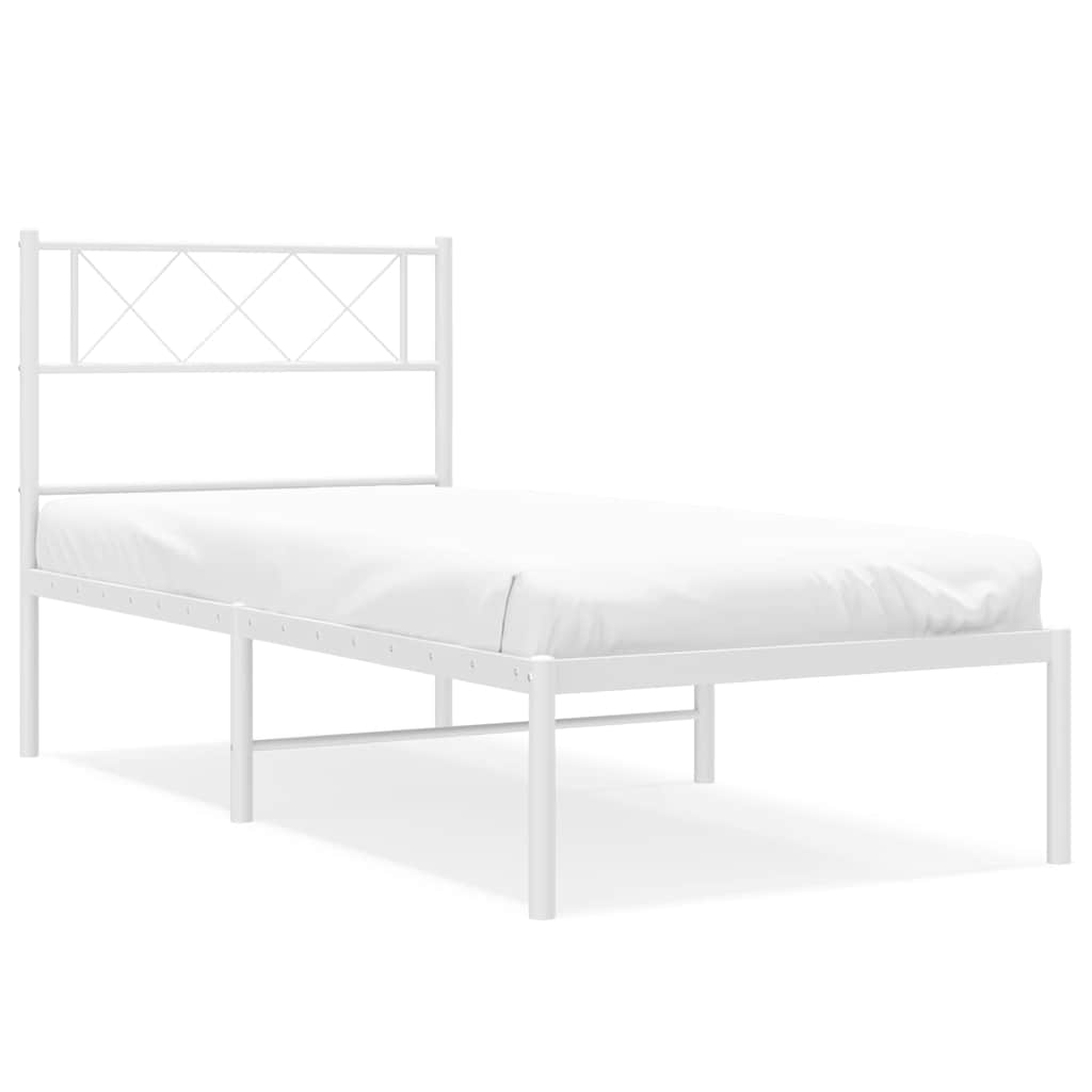 Metal Bed Frame White Powder-coated steel Twin Metal Bed Frame