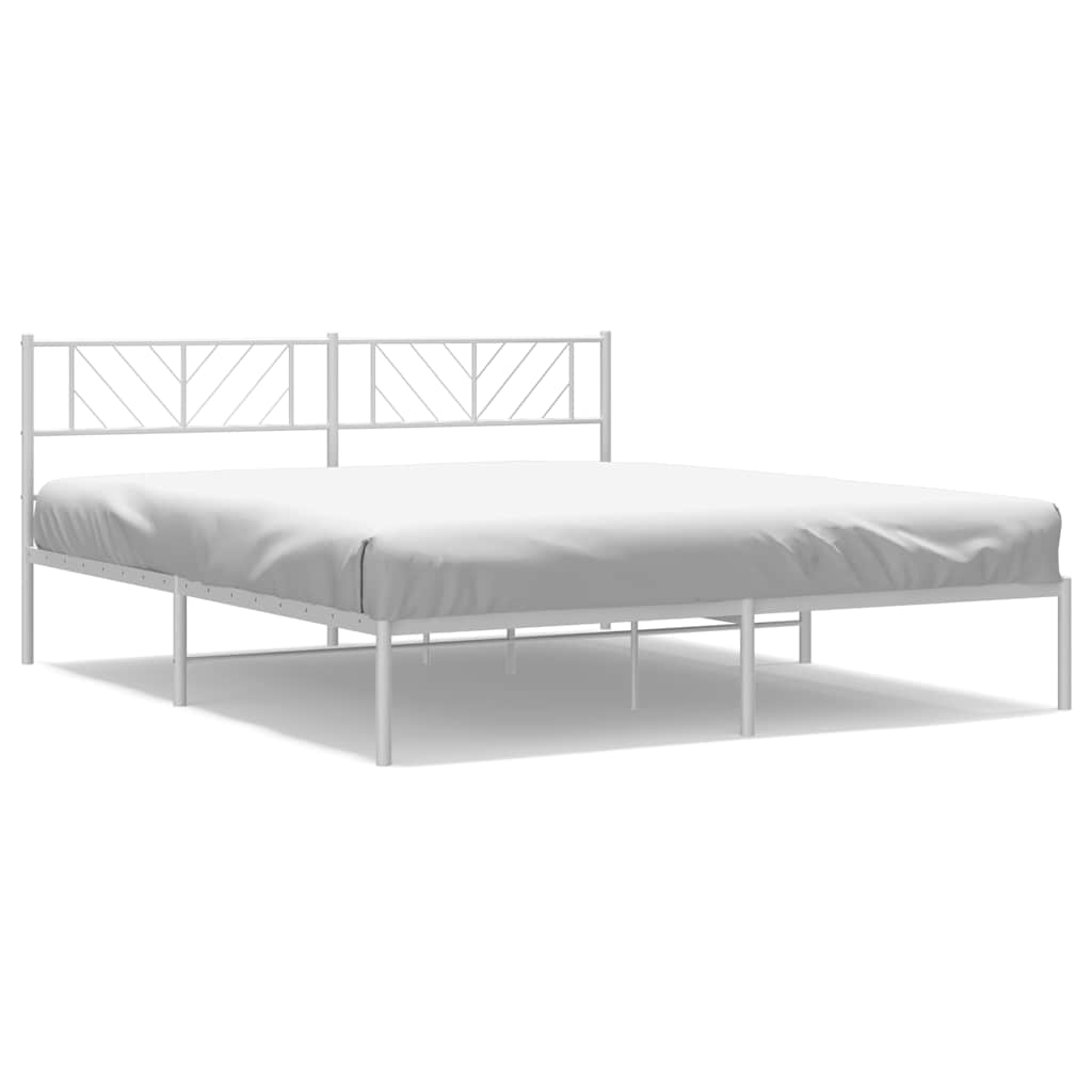 Metal Bed Frame White Steel 72 x 84 in Metal Bed Frame