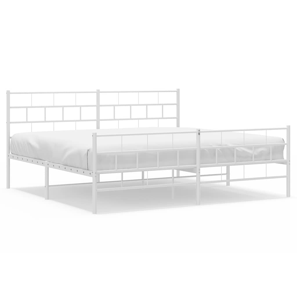 Metal Bed Frame White Steel 76 x 80 in Metal Bed Frame