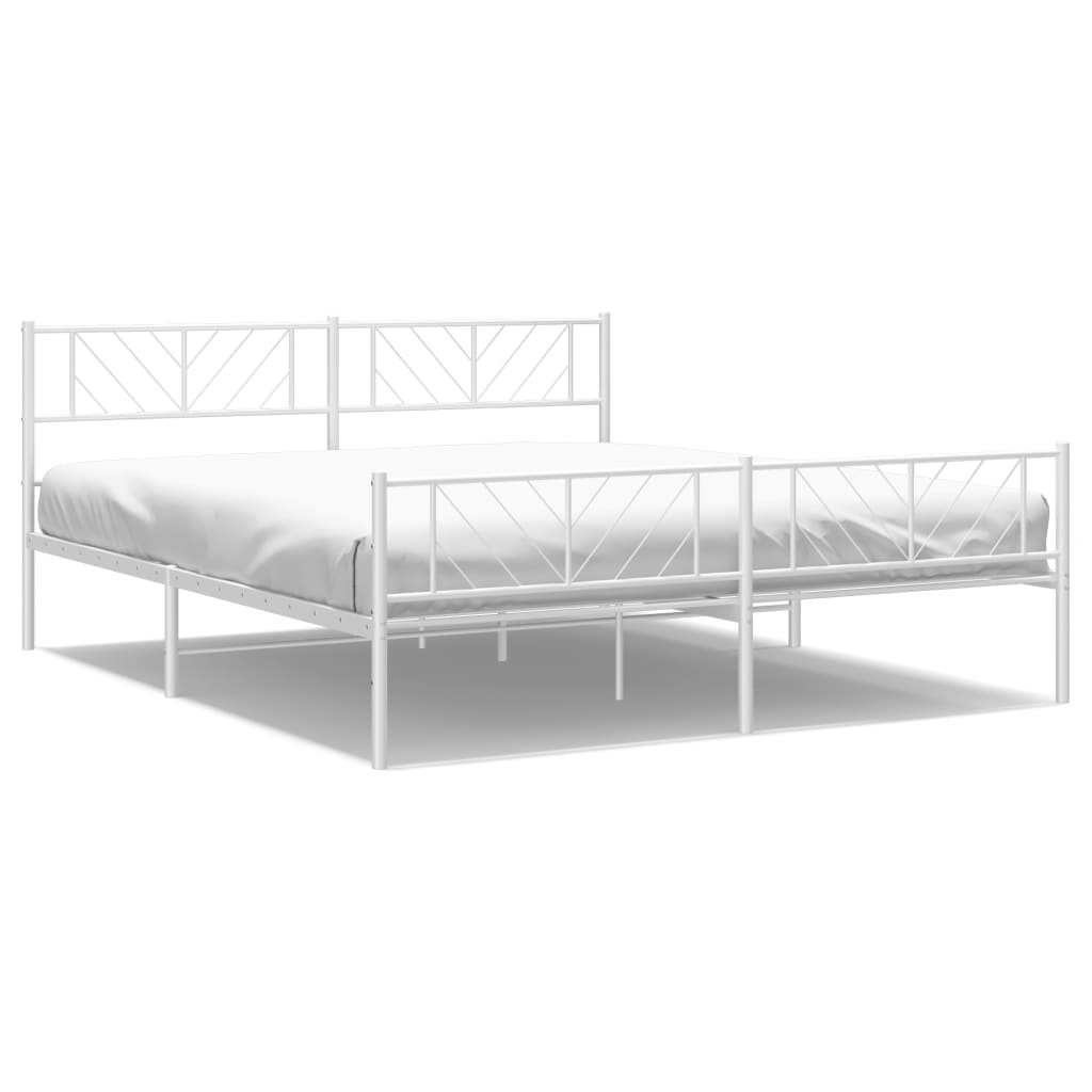 Metal Bed Frame White Steel Double Metal Bed Frame Rectangular