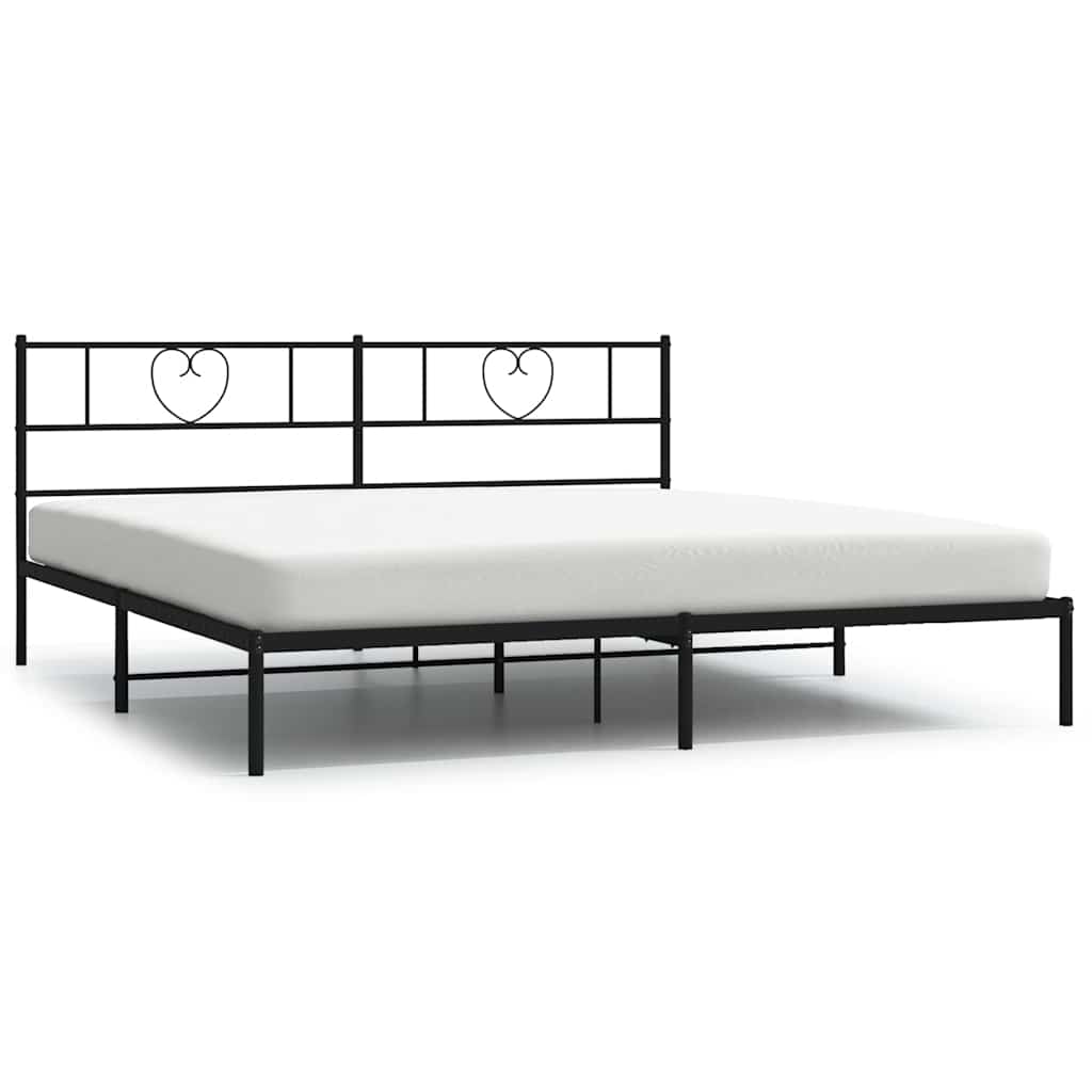Metal Bed Frame without Mattress with Headboard Black 72"x83.9"