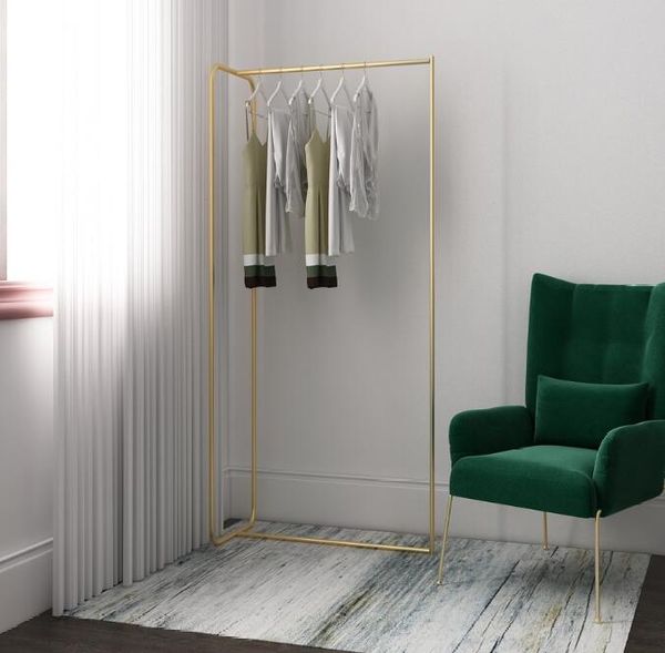 Metal hanger light luxury Bedroom Furniture floor coat hangers rack gold corner racks

Luxury metal floor coat rack with gold corner hangers for bedroom furniture