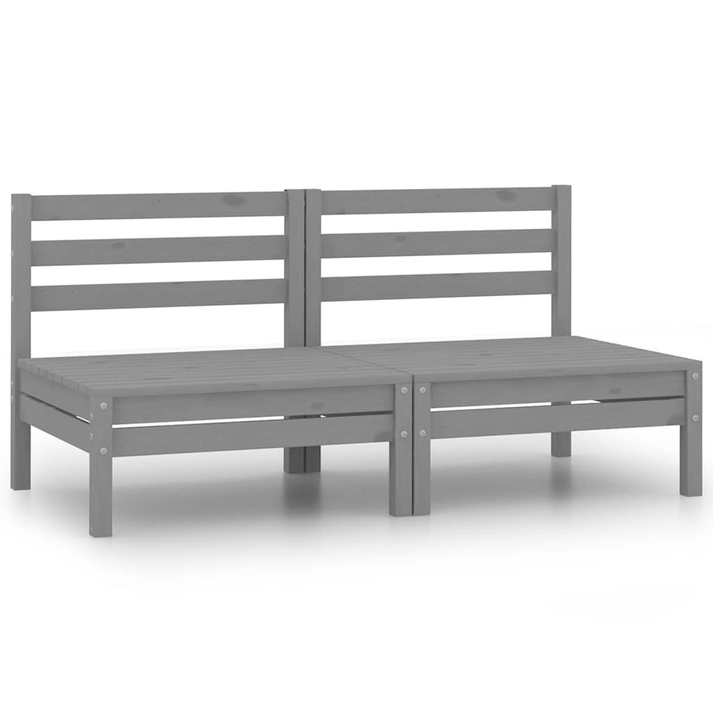Middle Sofa Grey Solid pine wood Medium Modular Garden Sofa