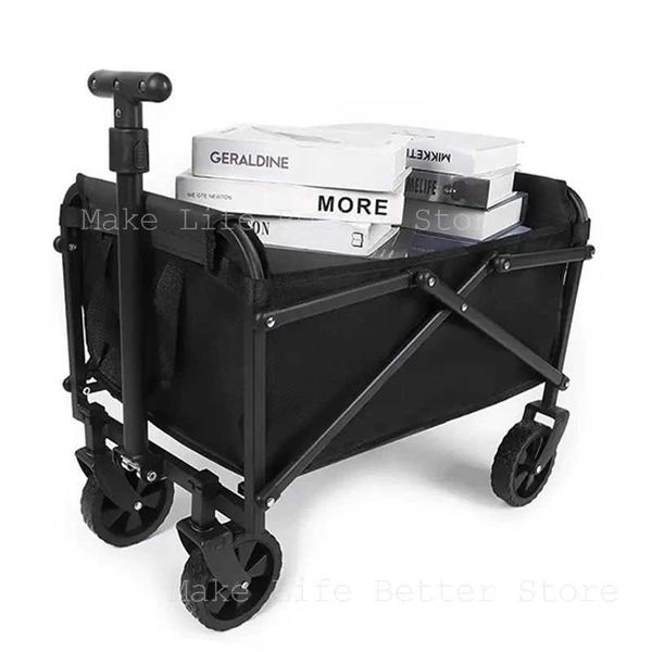 Mini folding cart for outdoor use, versatile large-capacity handcart ideal for camping, picnics, and beach trips