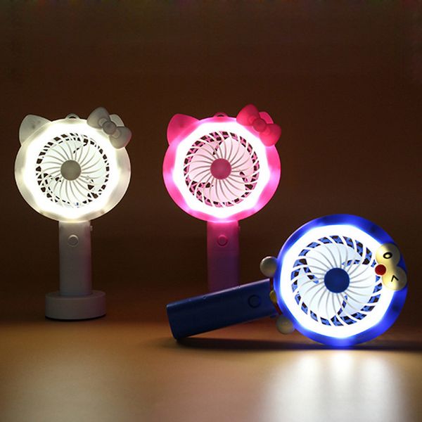 Mini handheld fan with LED light, USB rechargeable, ideal for kids and babies - trendy summer 2024 pick