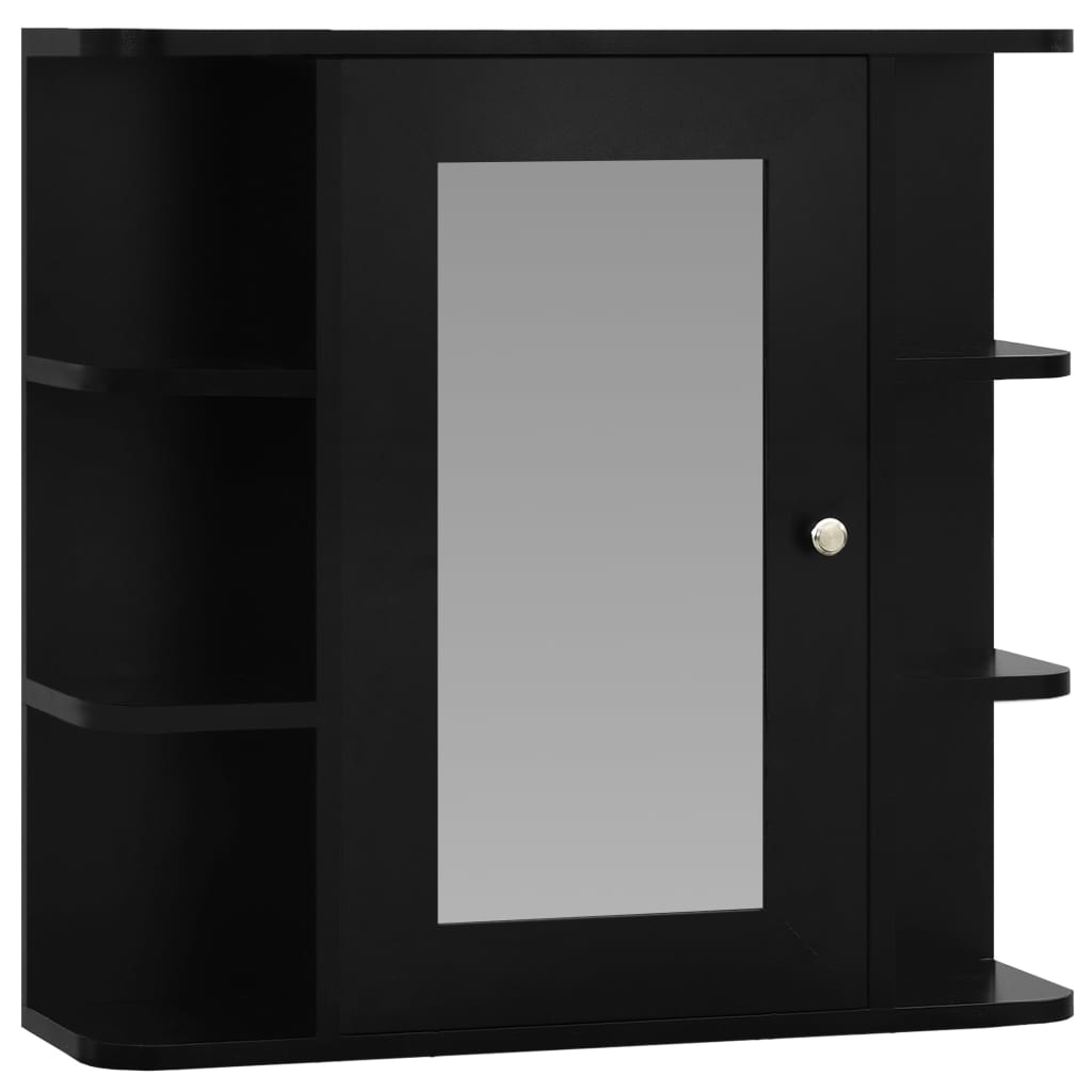 Mirror Cabinet Black and Silver MDF with melamine, Glass Medium