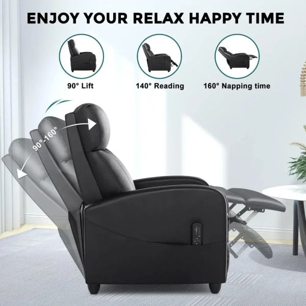 Modern adjustable PU leather recliner for home theater seating