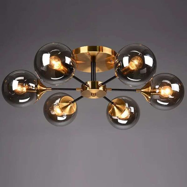 Modern G45 LED pendant lights with a retro glass ball design, gold chandelier for stylish dining and bedroom decor