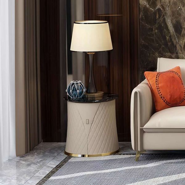 Modern Italian-style round coffee tables with marble tops, perfect for living room decor