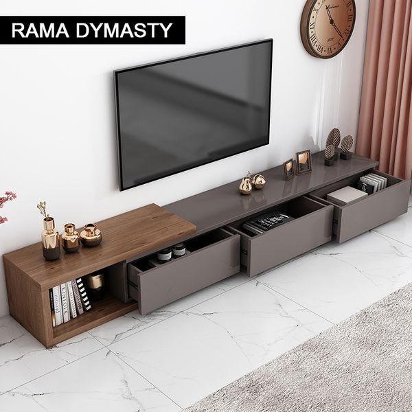 Modern living room set with a rock board coffee table and adjustable TV stand combo