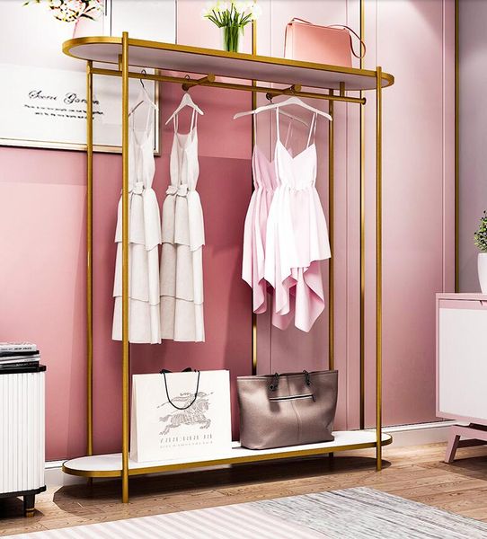 Modern multifunctional gold coat rack for shoes and clothes in bedroom or floor space