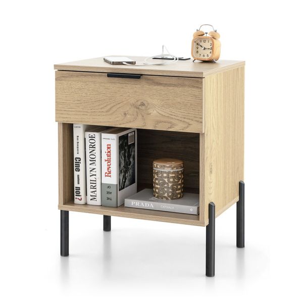 Modern nightstand featuring a built-in charging station