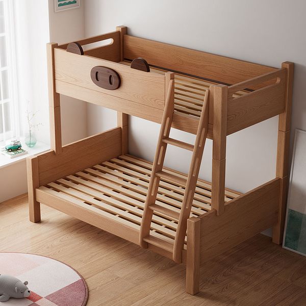 Modern solid wood multifunctional kids' bed, convertible to bunk or loft bed with ladder