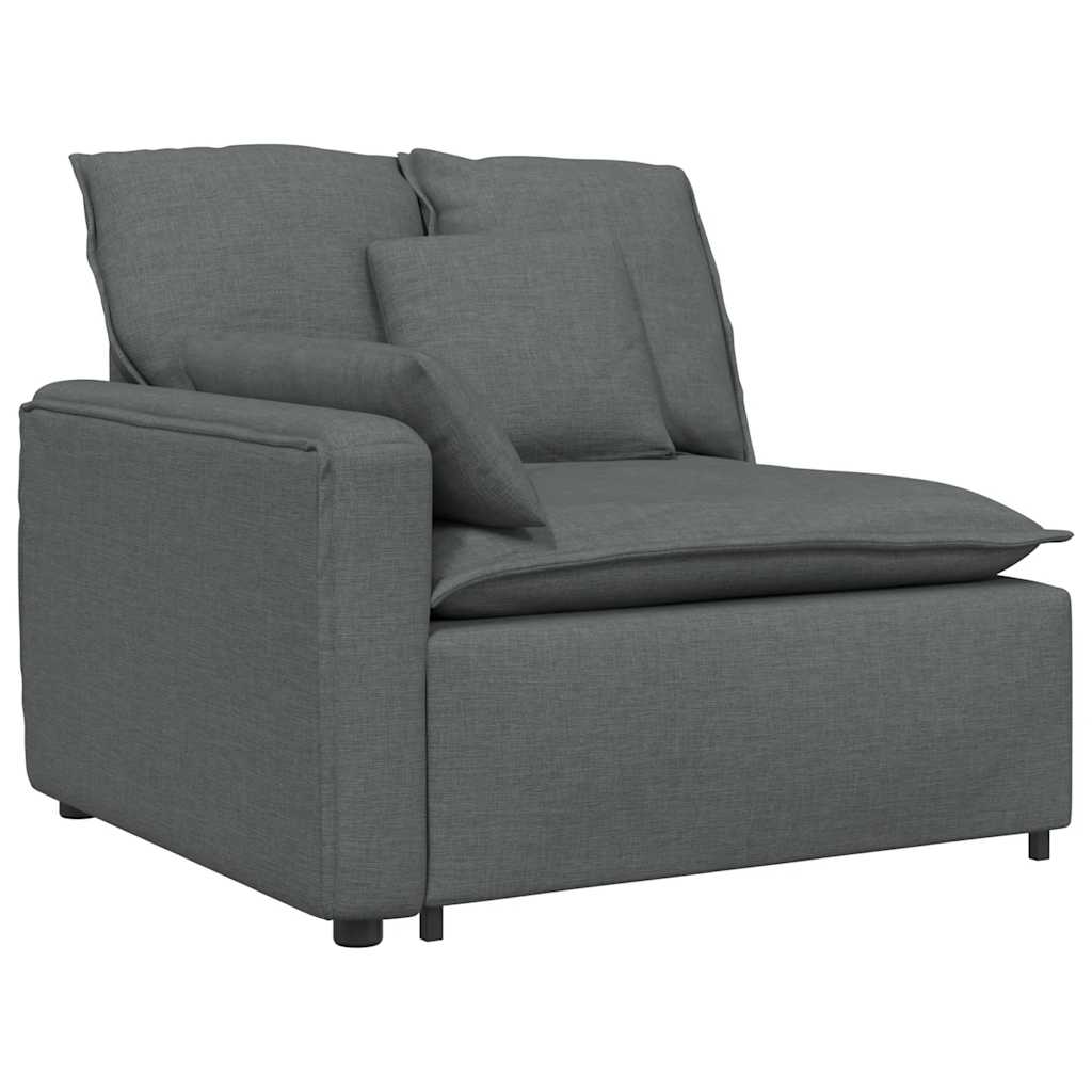 Modular Sofa Armrest End Module with Cushions Dark Gray 39.4"