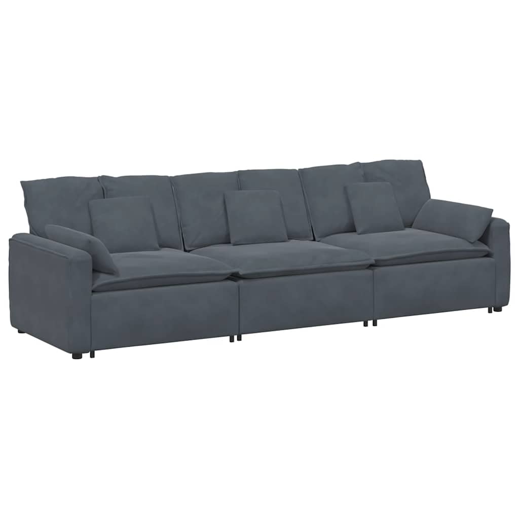 Modular Sofa Dark Grey Velvet (100% Polyester), Foam, Metal