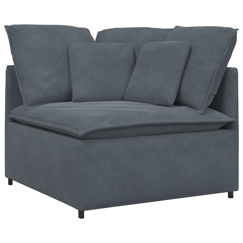 Modular Sofa Dark grey Velvet (100% polyester), Metal, Foam