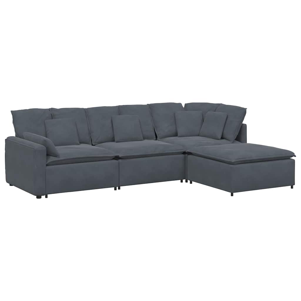 Modular Sofa Dark Grey Velvet (100% polyester), Metal Oversized