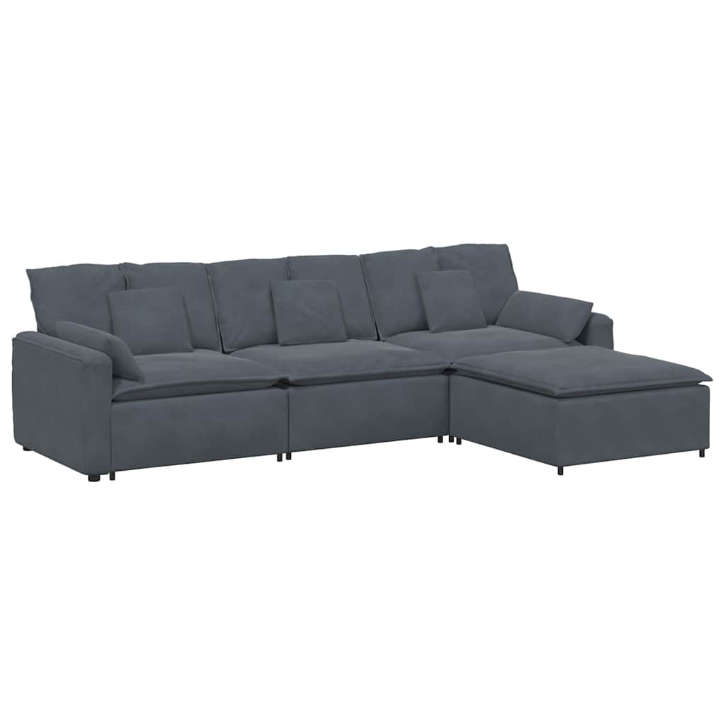 Modular Sofa Dark grey Velvet (100% polyester) Oversized Modular