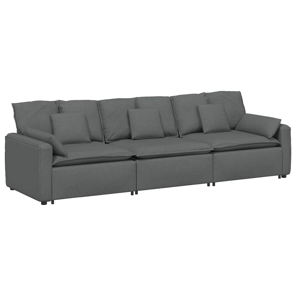 Modular Sofa with Cushions Dark Gray