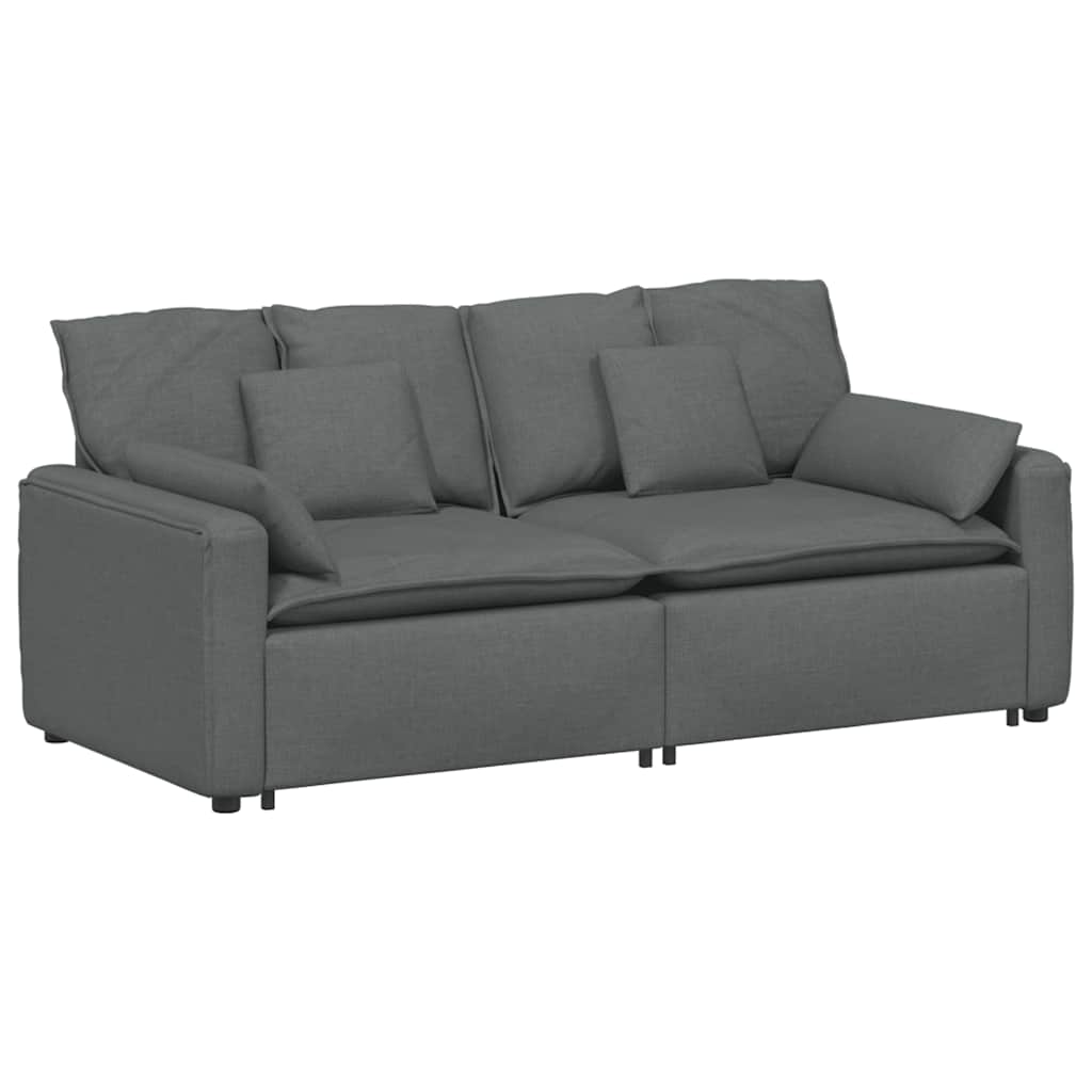 Modular Sofa with Cushions Dark Gray