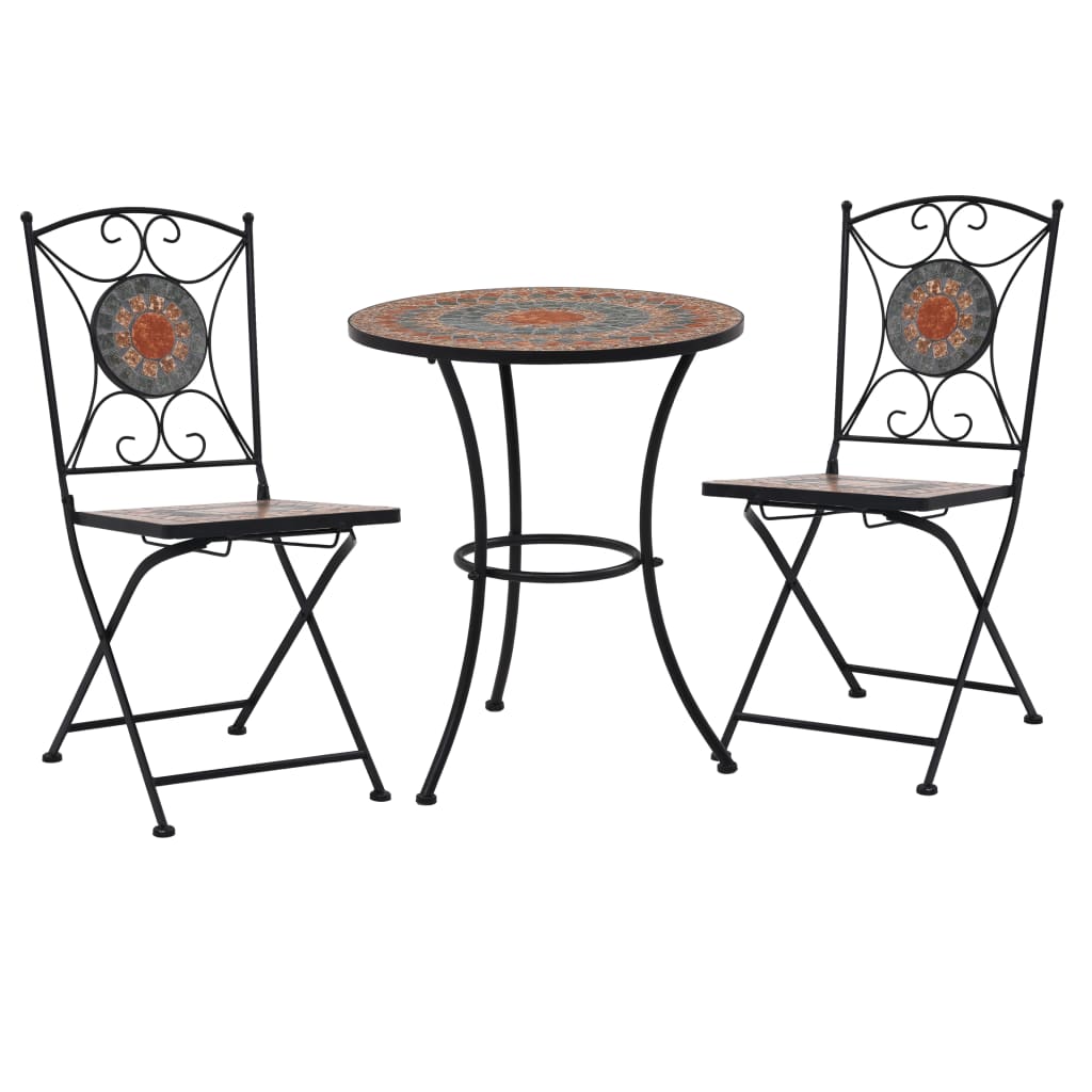 Mosaic Bistro Set Terracotta, Gray, Orange