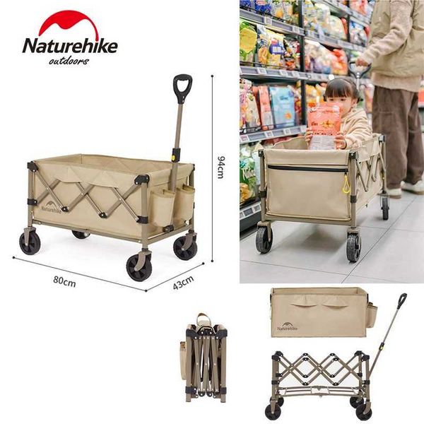Naturehike 0L foldable handcart for portable outdoor picnics, camping and shopping with ultra-light design and 00kg load capacity