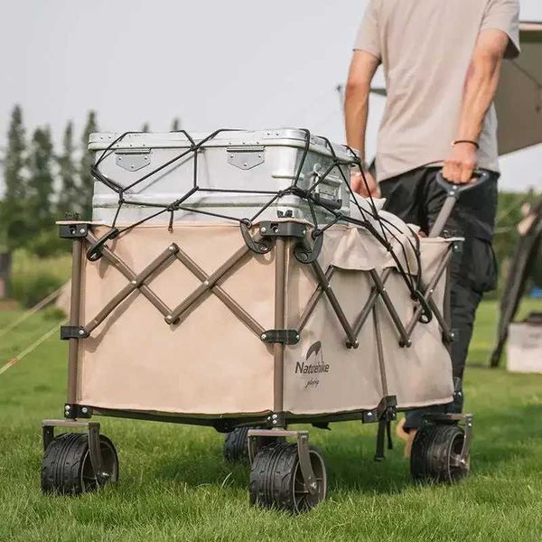 Naturehike's lightweight, portable handcart is easy to store and features a mesh pocket for convenient carrying