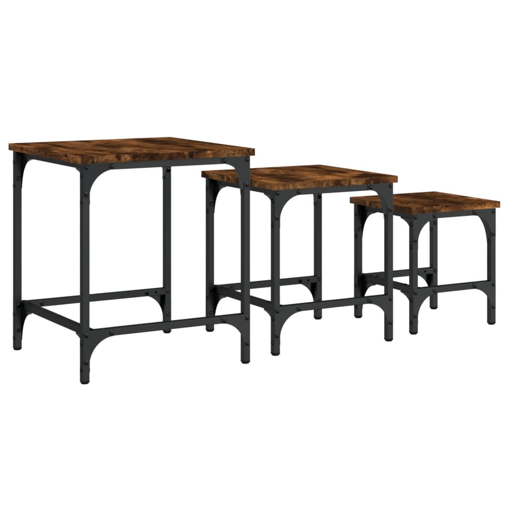 Nesting Coffee Table Set of 3 Smoked oak Engineered wood