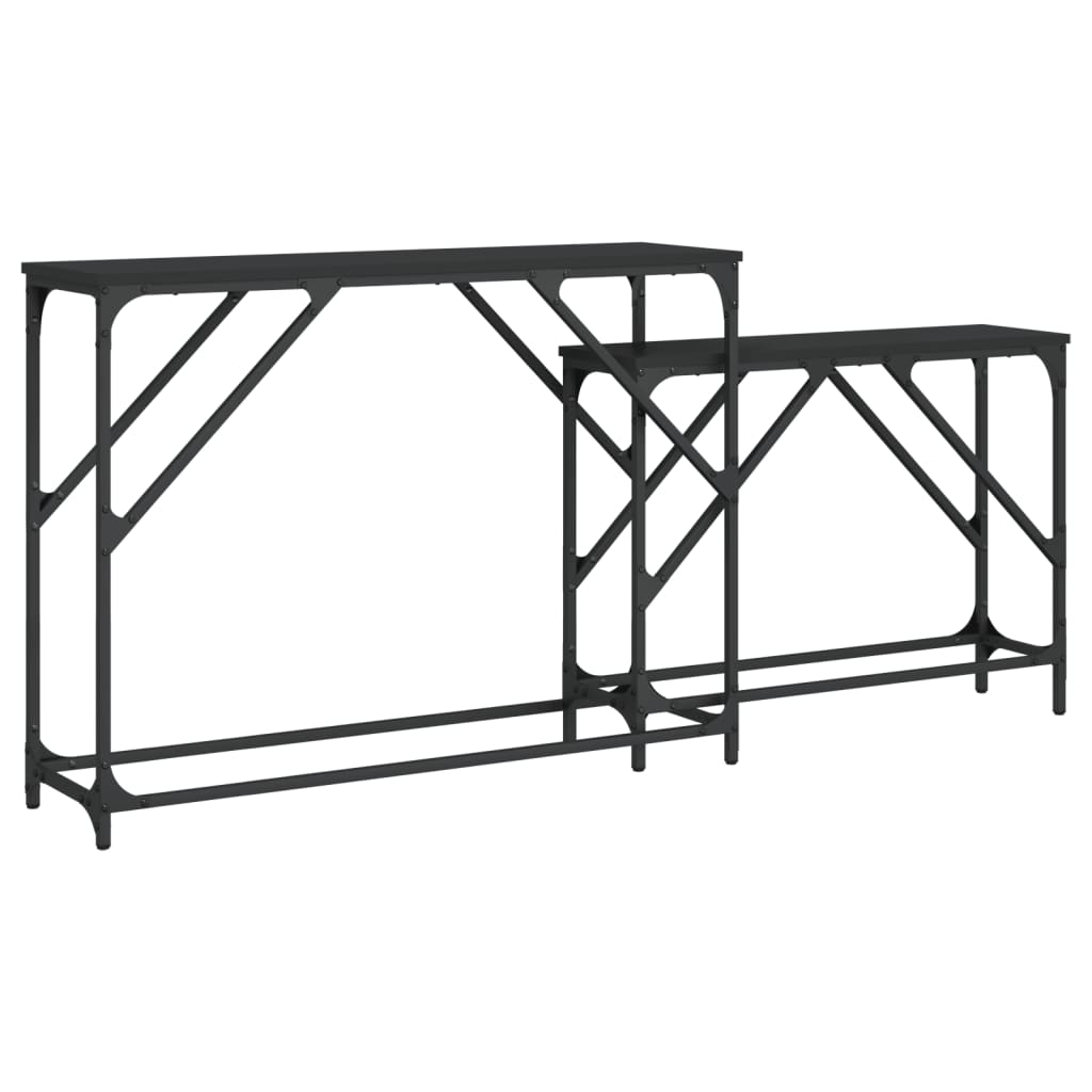 Nesting Console Table Black Engineered wood Compact
