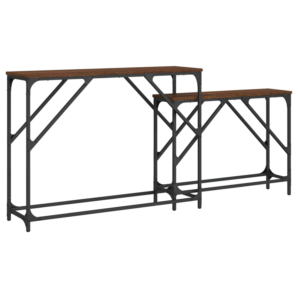 Nesting Console Table Brown Oak Engineered wood, Metal Large
