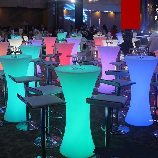 New rechargeable LED-lit cocktail table, IP54 waterproof, round glowing bar table for outdoor, KTV, disco, SEAWAY JJF10957