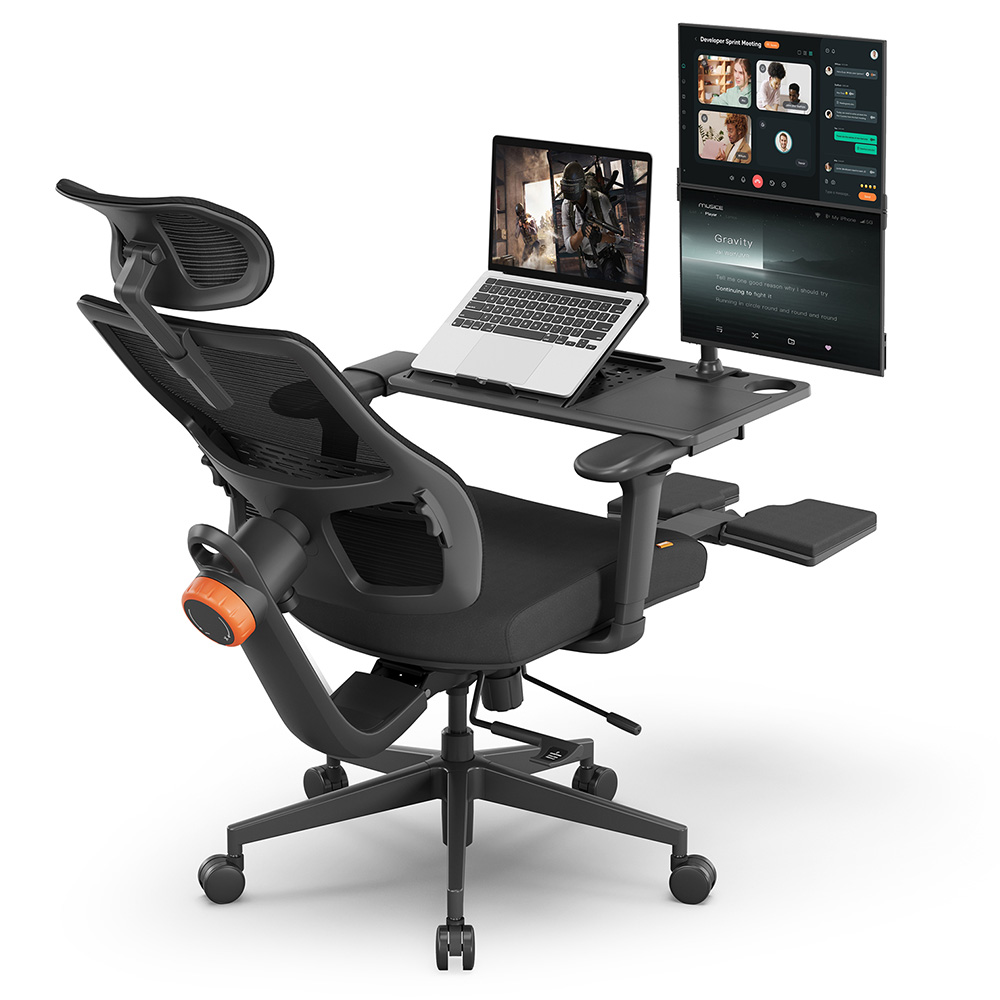 NEWTRAL MagicH-BP Chaise Ergonomique avec Repose-Pieds Noir