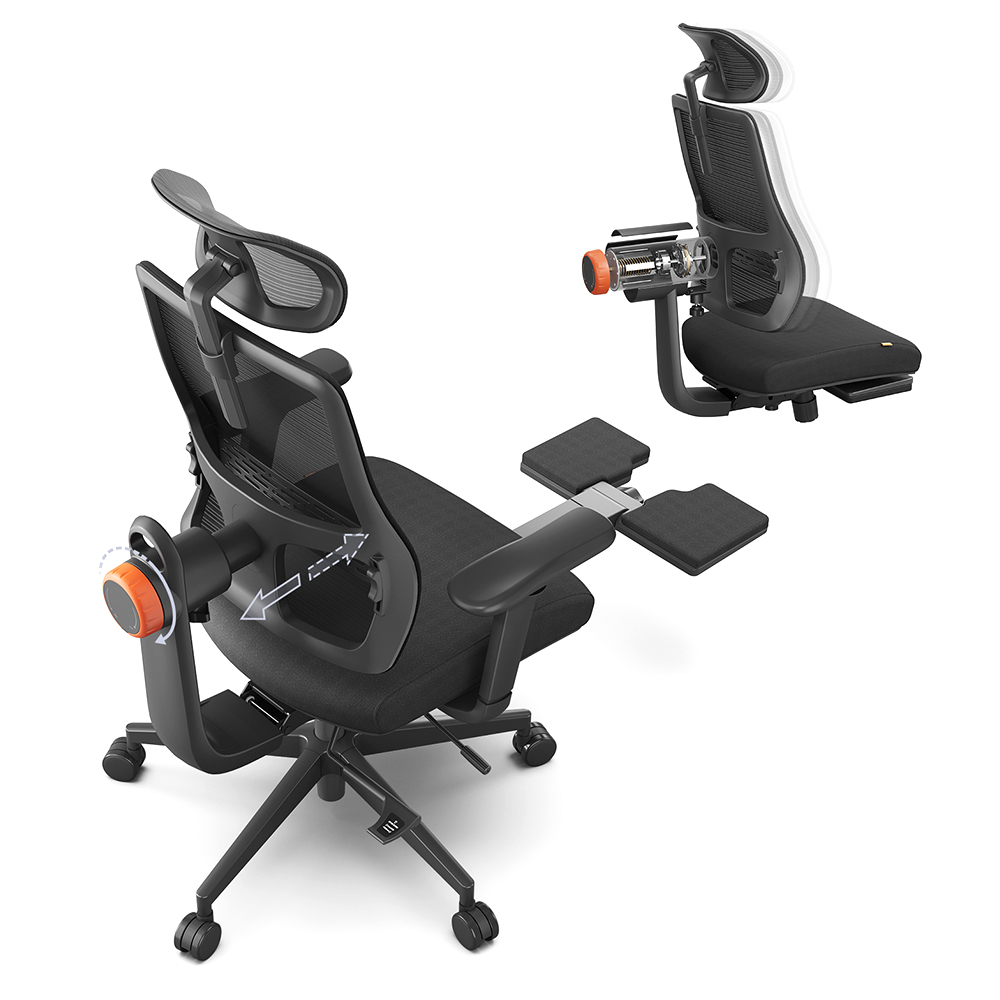 NEWTRAL MagicH-BP Chaise Ergonomique avec Repose-Pieds Noir