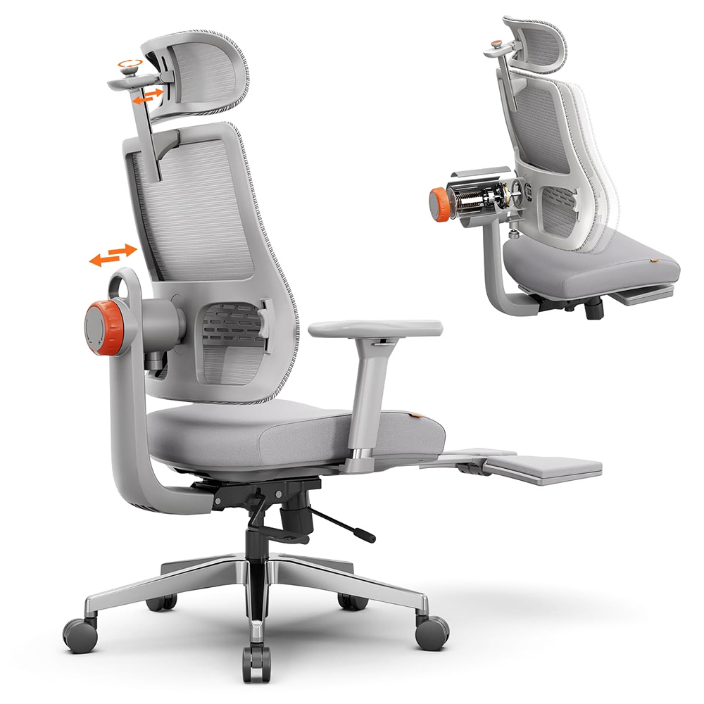 NEWTRAL MagicH-BPro Chaise Ergonomique avec Repose-Pieds Gris