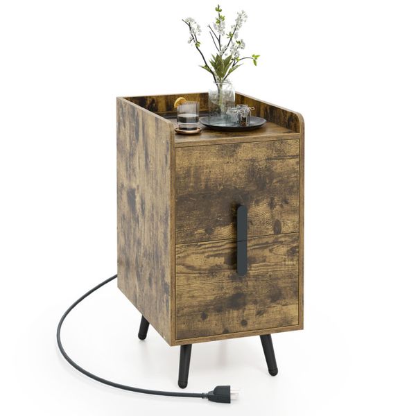 Nightstand featuring two drawers and dual USB charging ports