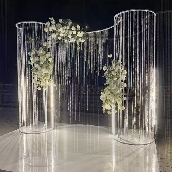 No flowers, chairs, or tables (including wedding backdrop acrylic crystal curtain, mall decor white background drapes for weddings)