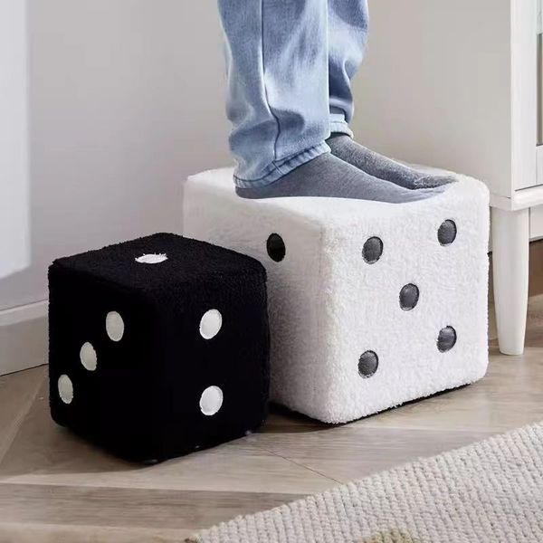 Nordic-inspired creative dice-shaped square door furniture with modern luxury home decor, featuring a changeable shoe bench and stylish low square stool for bedrooms