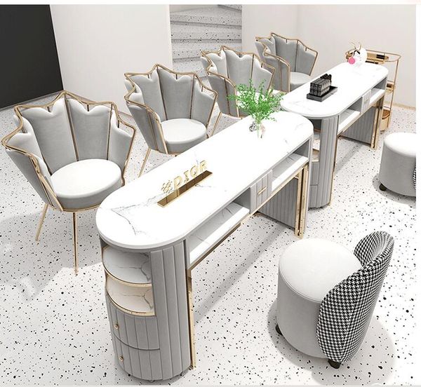 Nordic-style Dali dresser makeup table for salon furniture  
Marble manicure table and chair set for salons  
Single or double manicure station for nail services